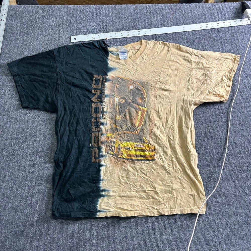 M&O Knits T-shirt Mens Size XL Black Tan  Graphic Two Tone Heavyweight Cotton